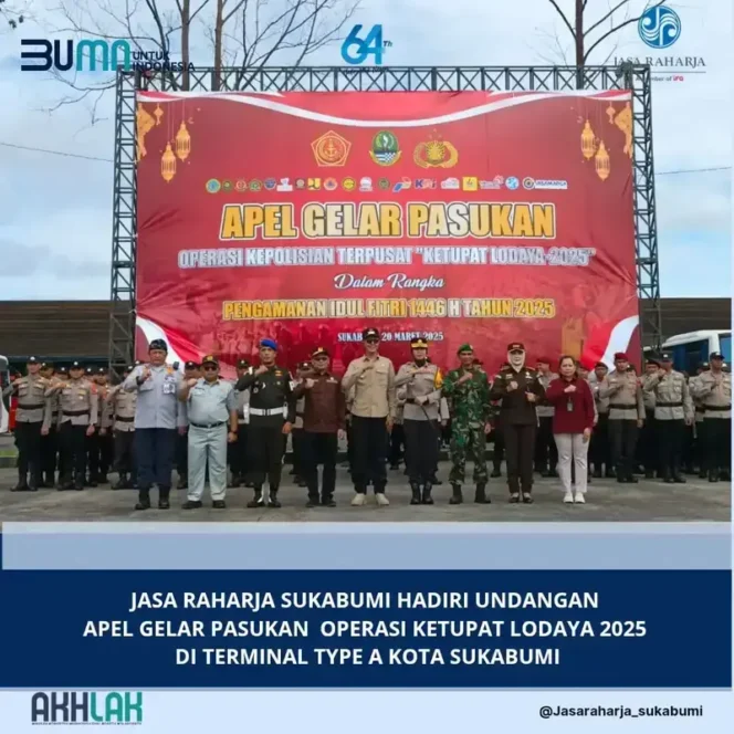 
					Jasa Raharja Sukabumi Hadiri Undangan Apel Gelar Pasukan  Operasi Ketupat Lodaya 2025 Di Terminal Type A Kota Sukabumi
