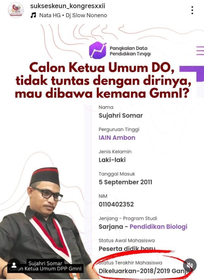 
					Calon Ketua Umum GMNI Diduga Drop Out, Warganet Pertanyakan Kapabilitas Kepemimpinan